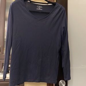 TALBOTS Long-Sleeve TEE-Navy Blue 2XP Plus Petite. 100% Pima cotton.